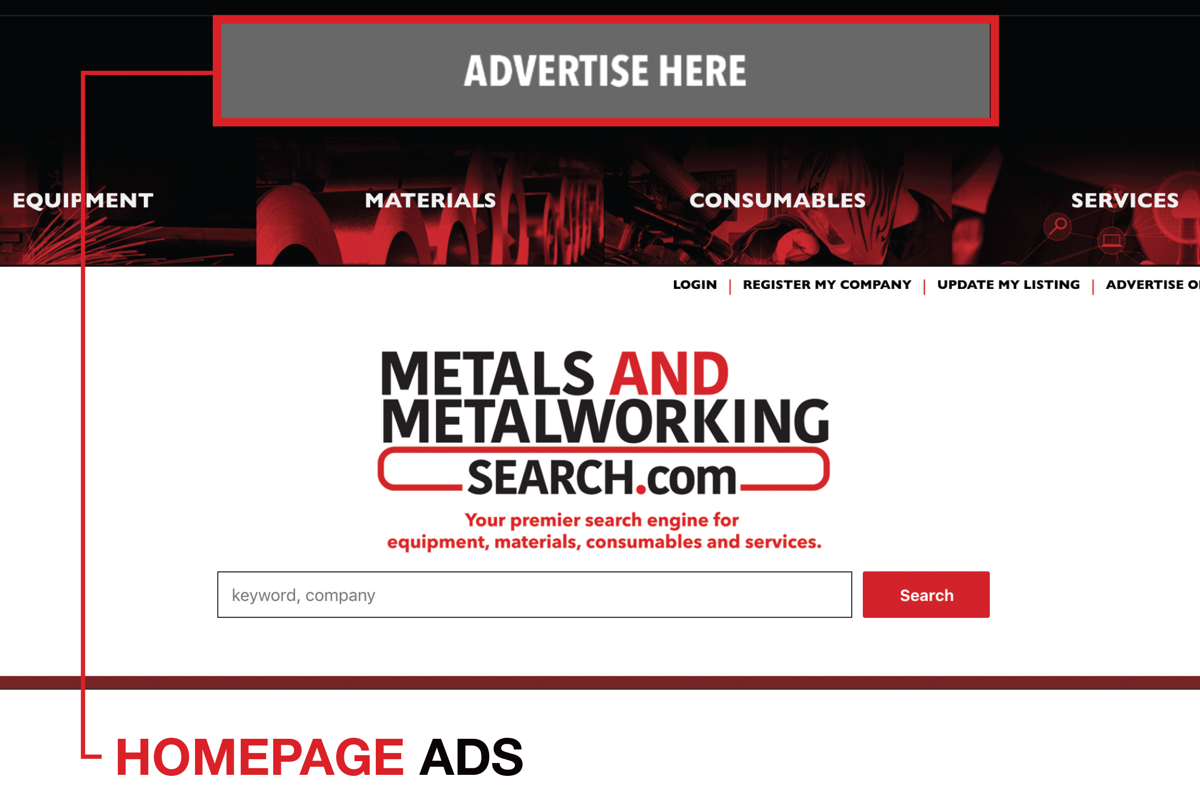 Featured Company Hompage Ads